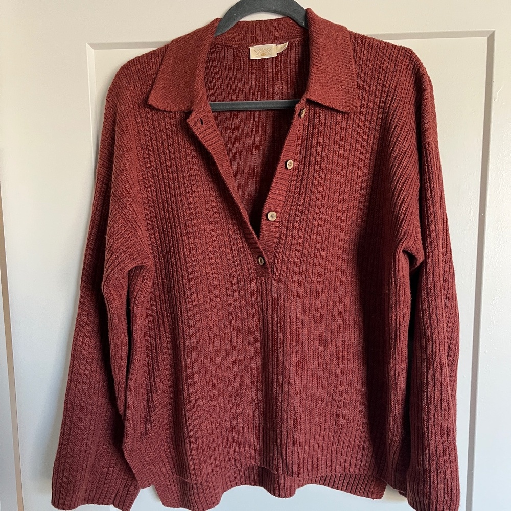 Miramar Linen Relaxed Polo in Smoked Paprika